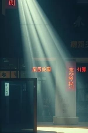 双面镜湖悬疑剧封面，湖面倒影与真实山峰